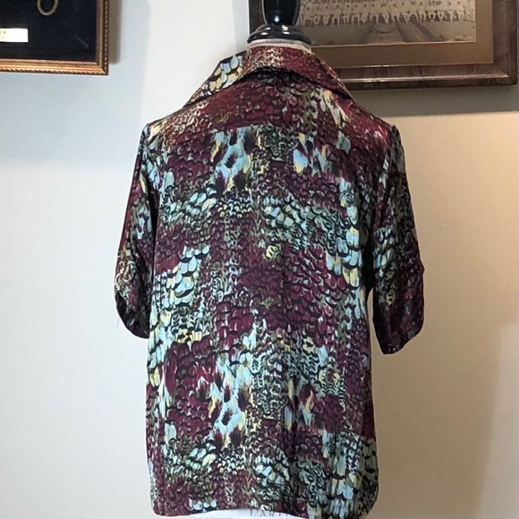 Anthropologie Silk Blouse Postcard Pocket Sz M - Picture 5 of 9